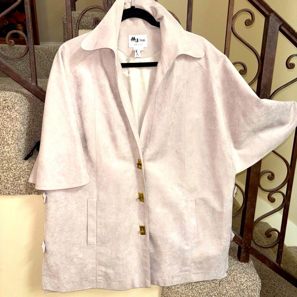 60’s Vintage MJ Seattle Cape Jacket Faux Suede Tan Sz L